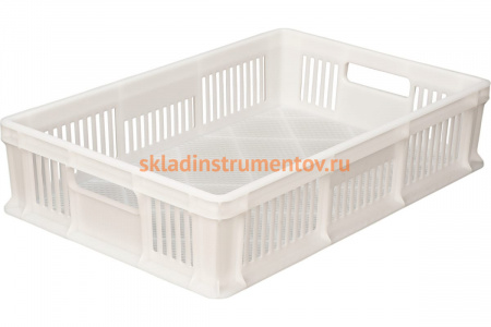 Морозостойкий перфорированный ящик с ручками Тара.ру 600х400х140 мм, белый 16400