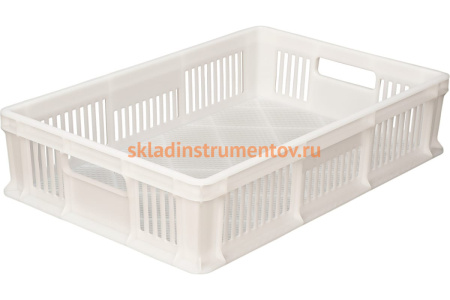 Морозостойкий перфорированный ящик с ручками Тара.ру 600х400х140 мм, белый 16400 Морозостойкий перфорированный ящик с ручками Тара.ру 600х400х140 мм, белый 16400