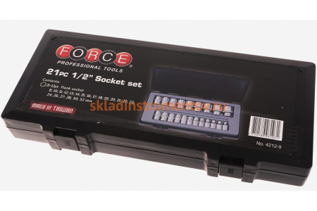 Набор головок 1/2" 12-гранные 21 шт. FORCE 4212-9