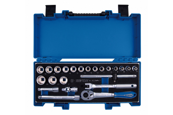 Набор торцевых головок с принадлежностями 3/8" KING TONY двенадцатигранные, 6-24 мм, 23 предмета 3023MRV11