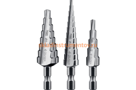 Набор ступенчатых сверл по сталям и цветным металлам (3 шт; 3-20 мм; Р6М5) ЗУБР 29670-3-20-H3_z01