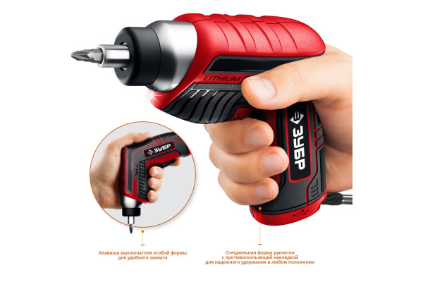 Аккумуляторная отвертка ЗУБР ViX 3.6 В ЗО-Е-3.6 Ли