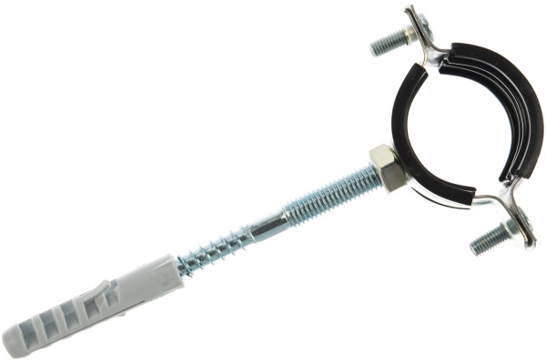 Сантехнический хомут СИБРТЕХ д/труб 32-35 1", резин, упл шпилька+дюбель 48166