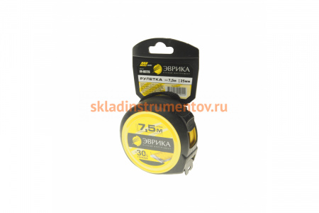 Рулетка ЭВРИКА 7.5м 25мм YELLOW профессиональная Pro-Grade ER-68725