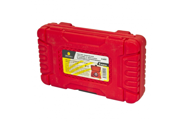 Тестер давления топлива и вакуума в наборе с резьбовыми адаптерами 9 предметов, в кейсе ЭВРИКА ER-86307