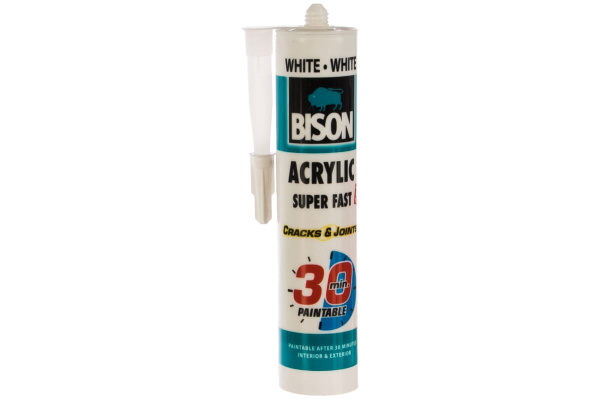 Герметик акриловый супербыстрый BISON ACRYLIC 30 MIN WHITE 30 мин 300 ML 6306980