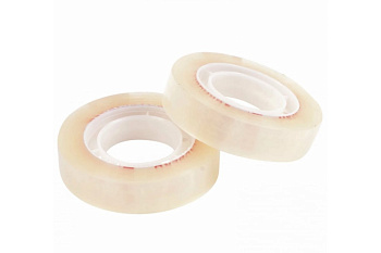 Клейкие ленты BRAUBERG 12 мм х 33 м, канцелярские, комплект 2 шт, прозрачные, гарантированная длина, европодвес 221694