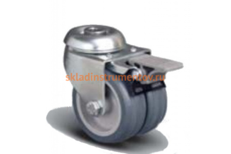 Колесо аппаратное сдвоенное под болт М10 с тормозом 50 мм MFK-TORG ET04 MKT 50 F