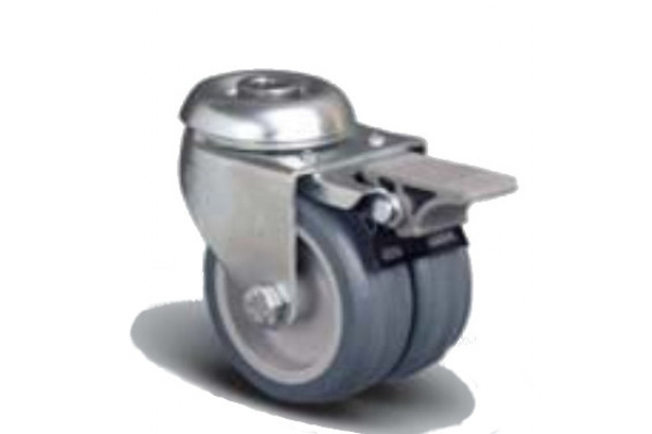 Колесо аппаратное сдвоенное под болт М10 с тормозом 50 мм MFK-TORG ET04 MKT 50 F