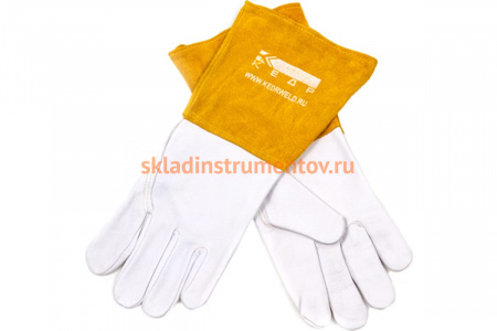 Сварочные краги КЕДР КС-17 ПРОФИ TIG бело-бежевые, р-р M 8007531