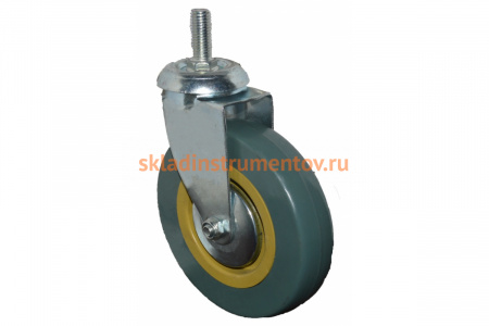 Колесо поворотное с болтом зеленая резина (М12; 125 мм) MFK-TORG 3062125-M12-LT