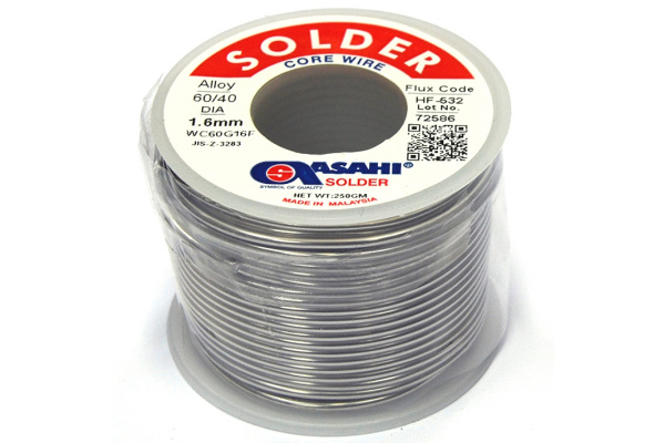 Припой (1.6 мм, 0.25 кг, Sn60/Pb40, HF532 флюс RMA) ASAHI 00-00001435 Припой (1.6 мм, 0.25 кг, Sn60/Pb40, HF532 флюс RMA) ASAHI 00-00001435