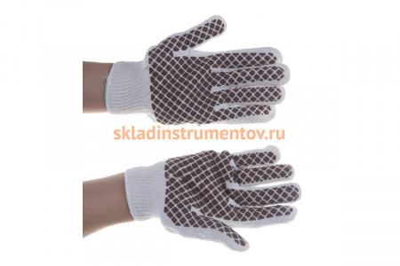 Трикотажные перчатки СИБРТЕХ, рисунок ПВХ гель Шахматный облив, оверлок, 67779