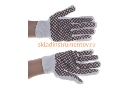 Трикотажные перчатки СИБРТЕХ, рисунок ПВХ гель Шахматный облив, оверлок, 67779