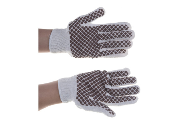 Трикотажные перчатки СИБРТЕХ, рисунок ПВХ гель Шахматный облив, оверлок, 67779 Трикотажные перчатки СИБРТЕХ, рисунок ПВХ гель Шахматный облив, оверлок, 67779