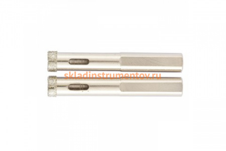 Сверло алмазное по керамограниту (2 шт; 10х67 мм; 3-гранный хвостовик) MATRIX 726103