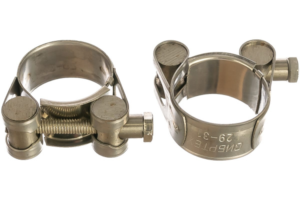 Металлические хомуты СИБРТЕХ, силовые, 29-31мм, ширина 20мм, шарнирный, W4, 2шт 475113