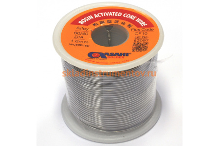 Припой (1.6 мм, 0.5 кг, Sn60/Pb40, СF10 флюс RA) ASAHI 00-00000317 Припой (1.6 мм, 0.5 кг, Sn60/Pb40, СF10 флюс RA) ASAHI 00-00000317