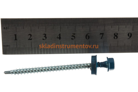 Саморезы для крепления кровель. матер. к дерев. обреш. Зубр цвет RAL 5009 "небесно-голубой", оцинк., 4,8x70мм, 160 штук 4-300315-48-070-5009