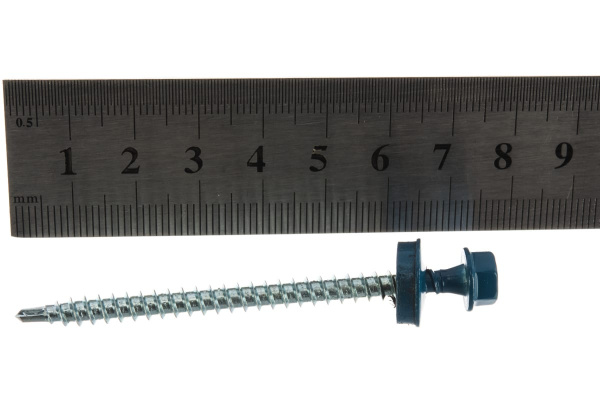 Саморезы для крепления кровель. матер. к дерев. обреш. Зубр цвет RAL 5009 "небесно-голубой", оцинк., 4,8x70мм, 160 штук 4-300315-48-070-5009