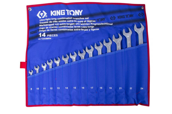 Набор комбинированных удлиненных ключей, 8-24 мм, 14 предметов KING TONY 12A4MRN
