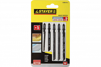 Набор полотен STAYER Универсал №2 по дереву и металлу для электролобзика EU T144D T101B T101BR T101AO T118A 5 шт. 15980-H5-2