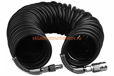 Шланг спиральный черный полиуретановый профи (15 м; 5х8 мм) Pegas pneumatic 4921