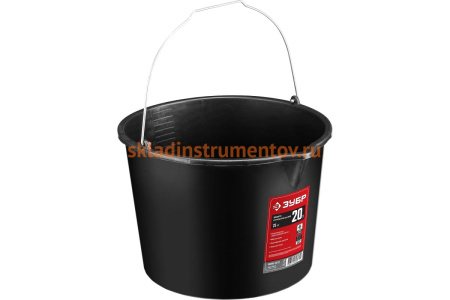 Строительное пластмассовое ведро, 20 л, высокопрочное, с носиком Зубр 06093-20_z02
