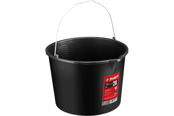 Строительное пластмассовое ведро, 20 л, высокопрочное, с носиком Зубр 06093-20_z02