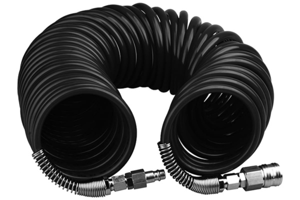 Шланг спиральный черный полиуретановый профи (15 м; 5х8 мм) Pegas pneumatic 4921