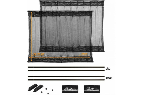 Солнцезащитные раздвижные шторки (70х42-47 см, черный цвет) Airline ASPS-S-12
