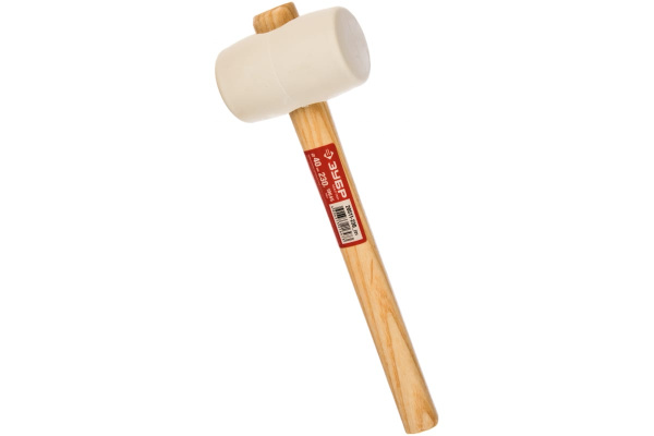 Резиновая белая киянка с деревянной ручкой 230г Зубр МАСТЕР 20511-230_z01