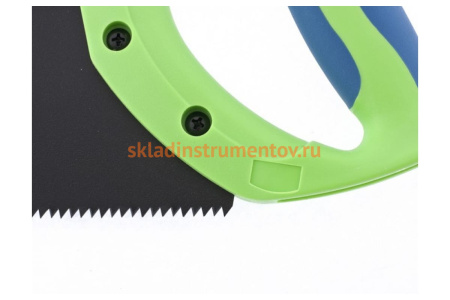 Ножовка по дереву,450 мм,7-8 TPI, зуб 2D, каленые зубья, защитное покрытие, 2-х компонентная рукоятка СИБРТЕХ "Зубец" 23811