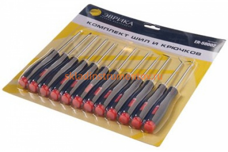 Набор: шило, крючки, отвертки, 12 предметов ЭВРИКА ER-58002