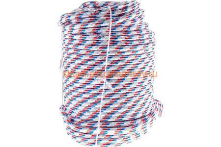 Плетеный 24-прядный полипропиленовый фал с сердечником 10мм, бухта 100м, 700кгс СИБРТЕХ Россия 93967 Плетеный 24-прядный полипропиленовый фал с сердечником 10мм, бухта 100м, 700кгс СИБРТЕХ Россия 93967