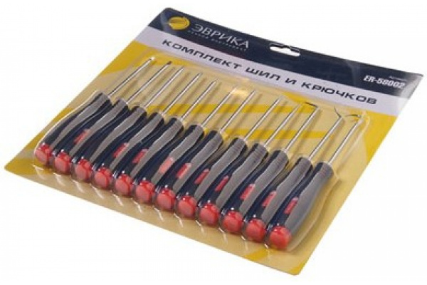 Набор: шило, крючки, отвертки, 12 предметов ЭВРИКА ER-58002