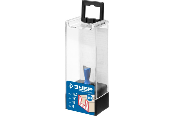 Фреза пазовая фасонная Ласточкин Хвост ПРОФЕССИОНАЛ (12.7х10х46 мм; угол 14 градусов; хвостовик 8 мм) Зубр 28748-12.7