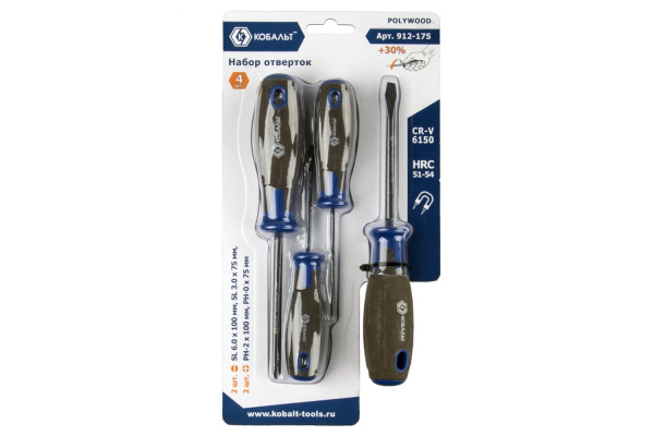 Набор отверток CR-V КОБАЛЬТ POLYWOOD 912-175