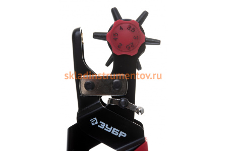 Револьверный дырокол для кожи, усиленный, 6-в-1, 2-4,5мм Зубр "МАСТЕР" 22945