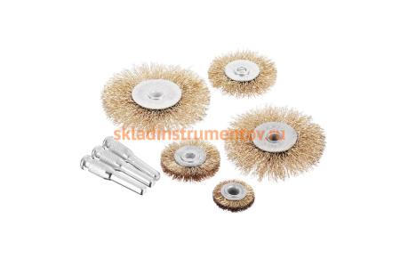 Набор щеток плоских металлических со шпильками (5 штук; 25, 38, 50, 63, 75 мм) ЕРМАК 656-034