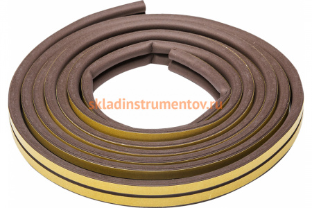 Самоклеящийся уплотнитель Зубр резиновый профиль D коричневый 6 м 40930-006
