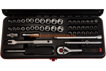 Набор дюймовых и метрических 6-ти гранных головок и головок-бит FORCE 2501А