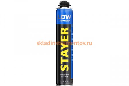 Монтажная пена STAYER LOW EXPANSION 750 мл с низким вторичным расширением, пистолетная, всесезонная 41136