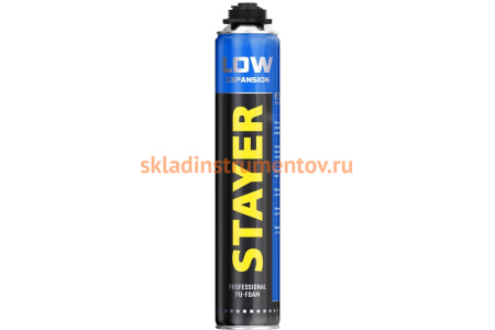 Монтажная пена STAYER LOW EXPANSION 750 мл с низким вторичным расширением, пистолетная, всесезонная 41136