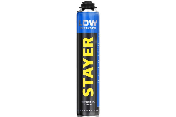 Монтажная пена STAYER LOW EXPANSION 750 мл с низким вторичным расширением, пистолетная, всесезонная 41136