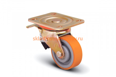 Колесо полиуретановое поворотное с тормозом 125 мм MFK-TORG ED01-VBP-125-F