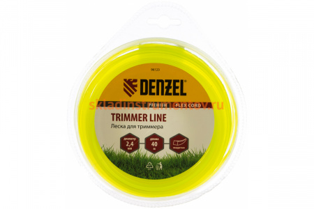 Леска для триммера квадрат 2,4 мм х 40 м, блистер FLEX CORD DENZEL 96123