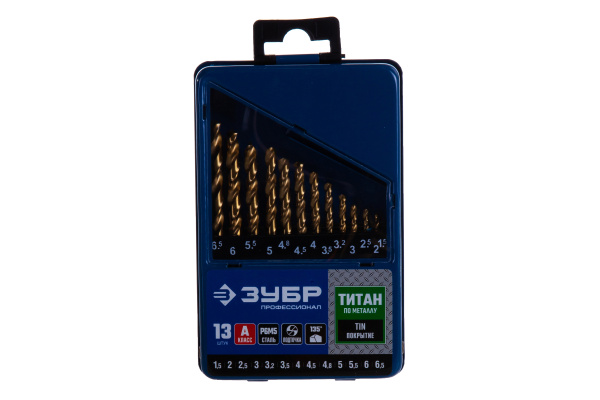 Набор сверл (13 шт; 1.5-6.5 мм; HSS) по металлу для электродрелей Зубр 29615-H13