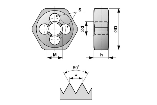 Плашка Bucovice Tools М 6 Шаг 1.0 мм HSS 220060