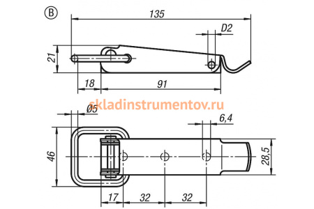 Накидная защелка со скобой KIPP K0045.2641351.9254771